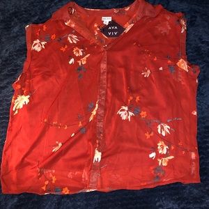 Ava & viv top size 4x red/maroon color
